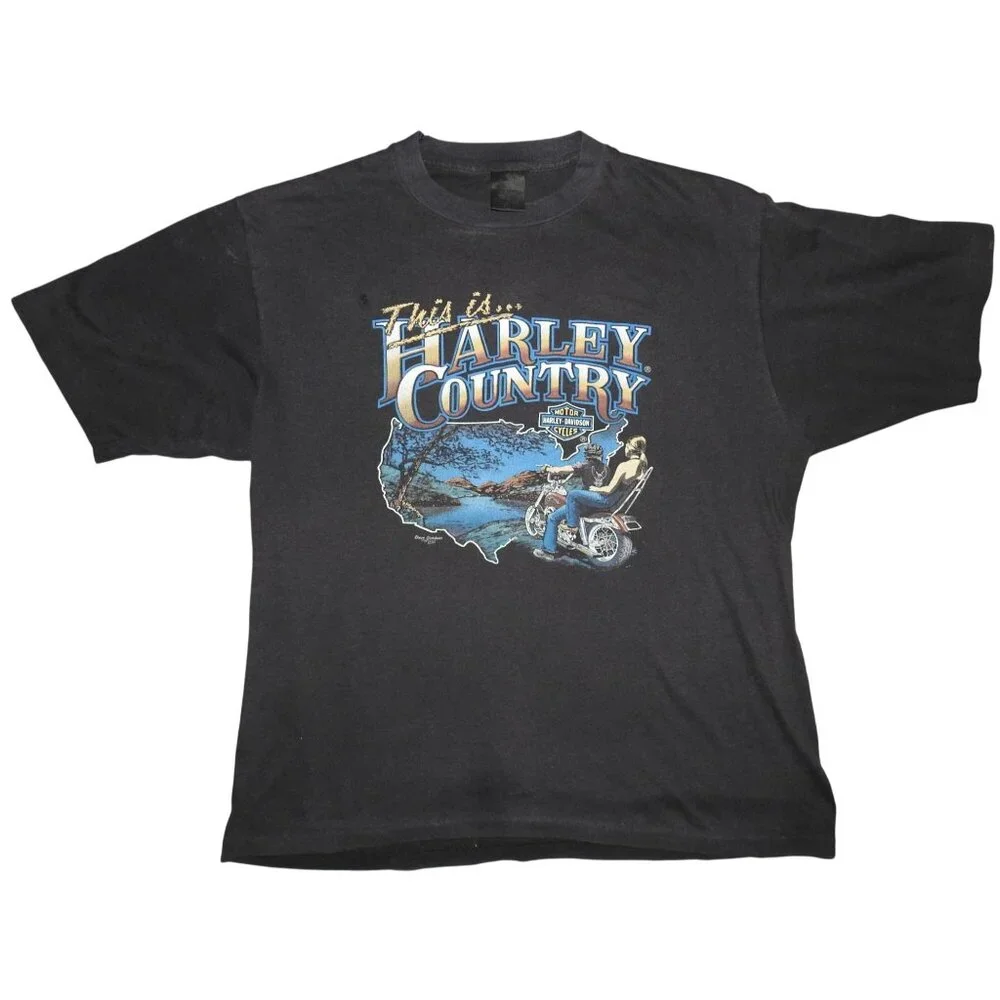 Vintage 1983 Harley Davidson 3D Emblem This is Harley Country T-Shirt Men's XL